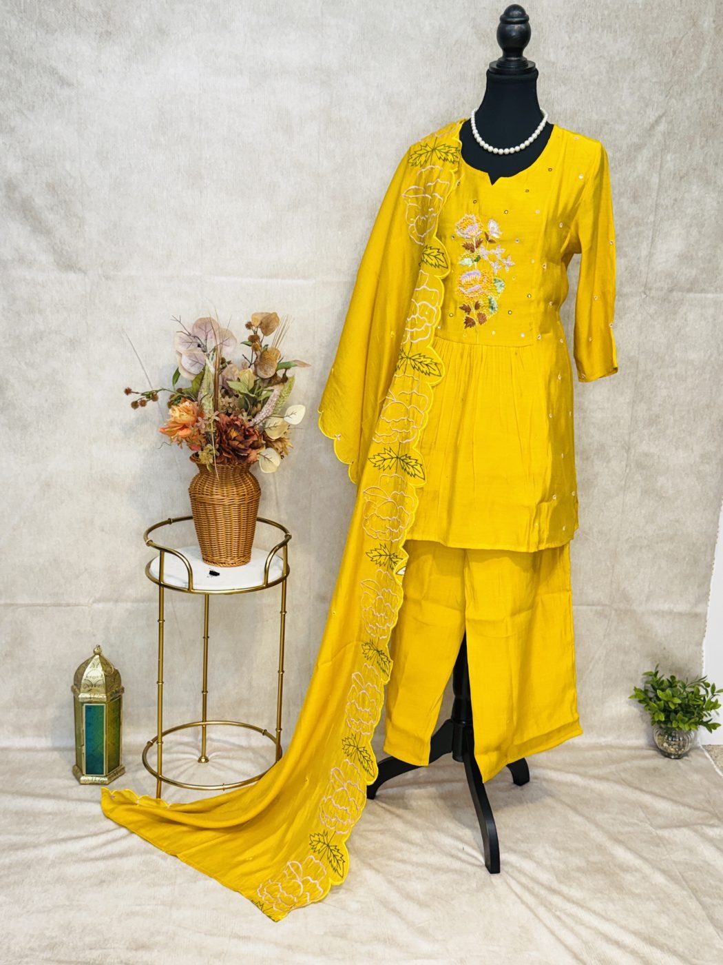 Mul Chanderi Suit with Hand Work & Machine Work Dupatta